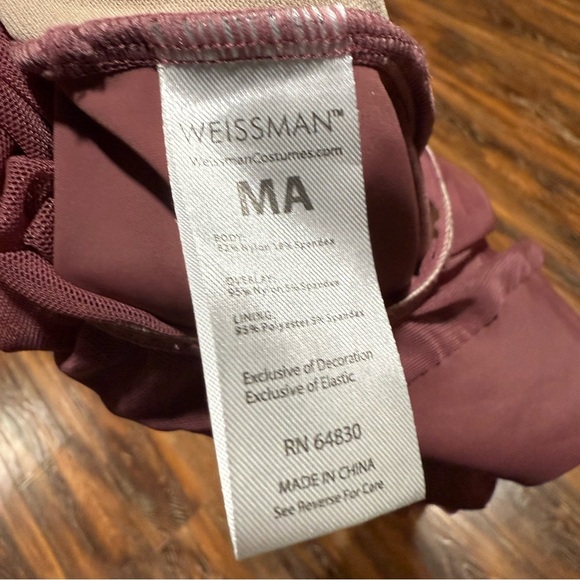 Weissman Size MA Dusty Rose Pink / Purple Long Sleeve Dance Dress Leotard Girls - Picture 3 of 8